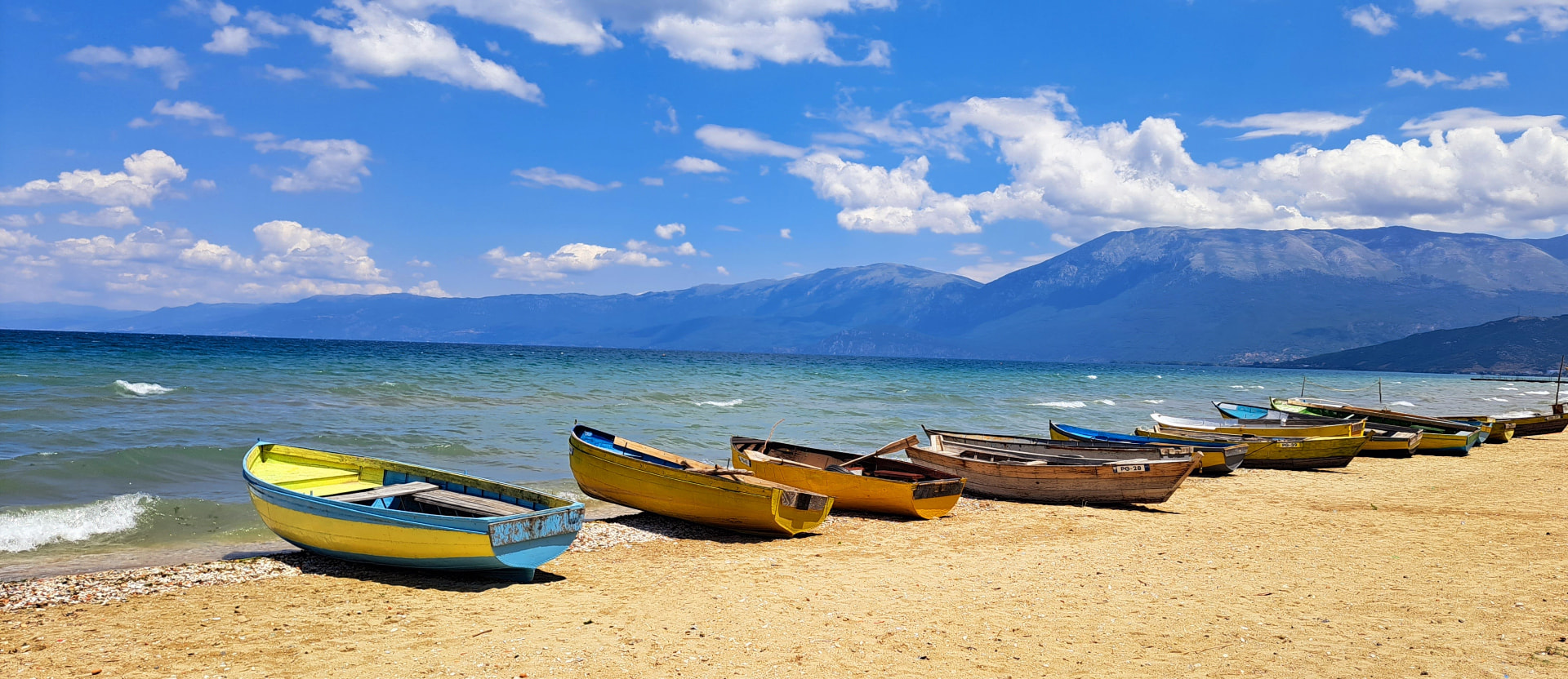 Komani Lake surrounded by mountains in Albania